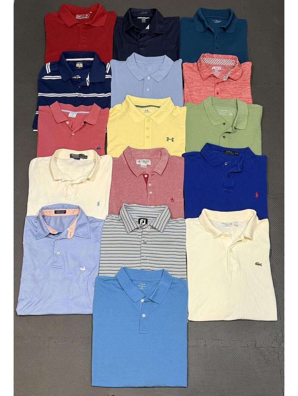 Bundle Lot of 16 Men's XXL Short Sleeve Polo Shirts Various Brands and Colors